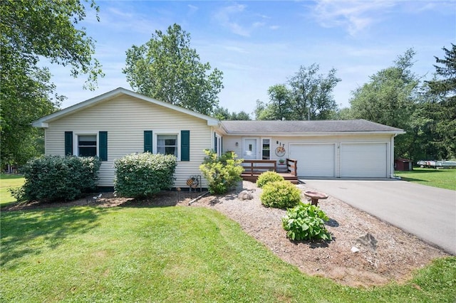 817 E Jamestown Rd, Green Twp, PA 16134 - ranch-style house with an attached garage, concrete driveway, and a front yard