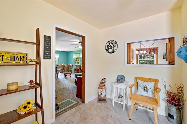 817 E Jamestown Rd, Green Twp, PA 16134 - sitting room with ceiling fan and a chandelier