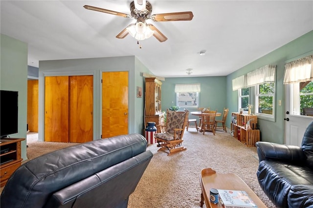817 E Jamestown Rd, Green Twp, PA 16134 - carpeted living area featuring a ceiling fan