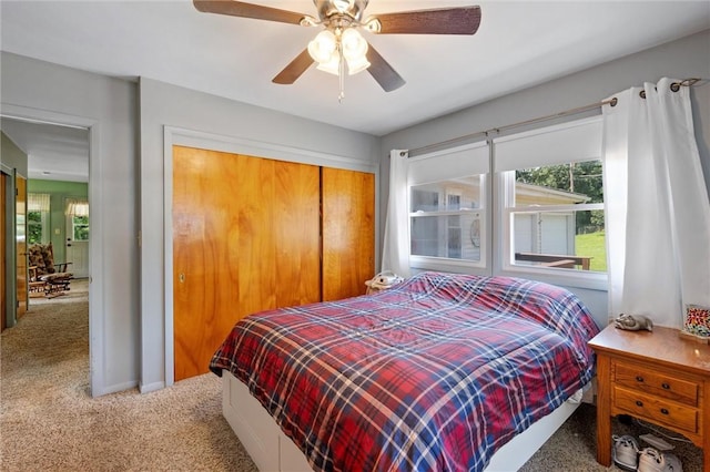 817 E Jamestown Rd, Green Twp, PA 16134 - carpeted bedroom featuring multiple windows, a closet, and ceiling fan