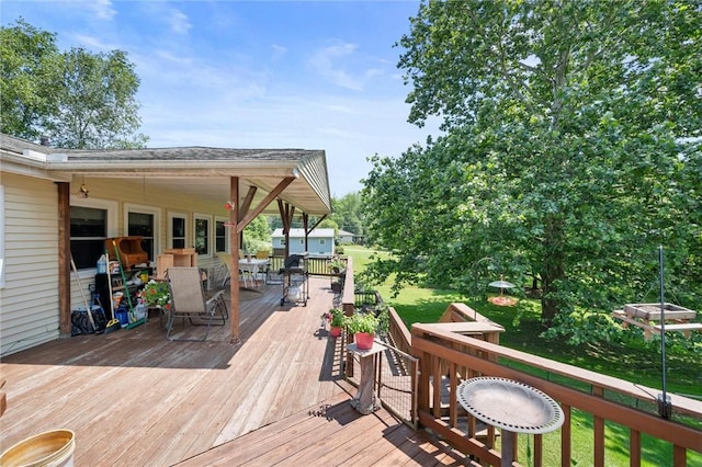 817 E Jamestown Rd, Green Twp, PA 16134 - wooden terrace with outdoor dining area