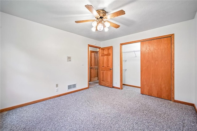 2801 Valley View Rd, South Pymatuning Twp, PA 16150 - unfurnished bedroom with carpet flooring, a ceiling fan, and a closet