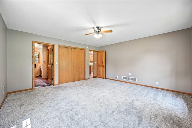 2801 Valley View Rd, South Pymatuning Twp, PA 16150 - unfurnished bedroom with carpet floors, ensuite bath, and ceiling fan