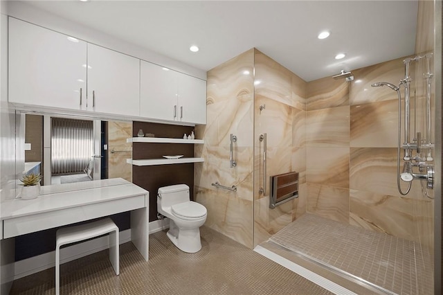 316 Beaver St Unit 301, Sewickley, PA 15143 - bathroom featuring a tile shower and recessed lighting
