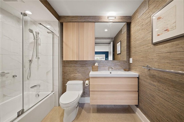 316 Beaver St Unit 301, Sewickley, PA 15143 - full bath with vanity, shower / bath combination with glass door, and tile patterned floors