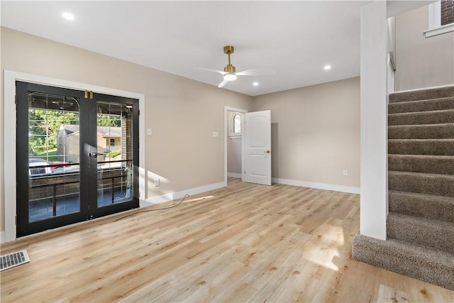 3656 Baytree, Observatory Hill, PA 15214 - unfurnished room with stairway, light wood-style floors, plenty of natural light, ceiling fan, and recessed lighting