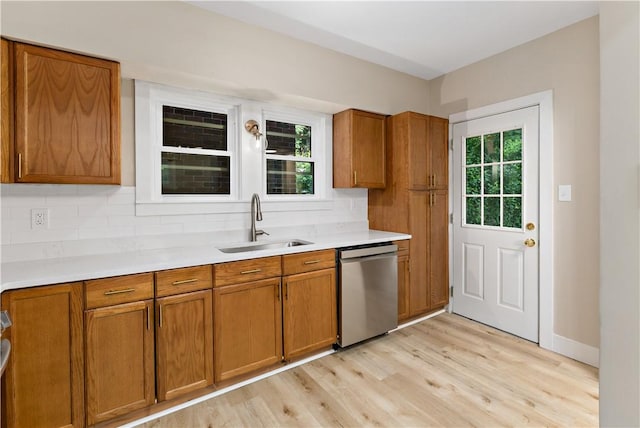 3656 Baytree, Observatory Hill, PA 15214 - kitchen featuring dishwasher, brown cabinets, backsplash, and light wood finished floors