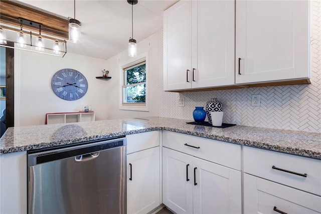 115 Muddy Creek Dr, Center Twp, PA 16001 - kitchen featuring stainless steel dishwasher, tasteful backsplash, and white cabinetry