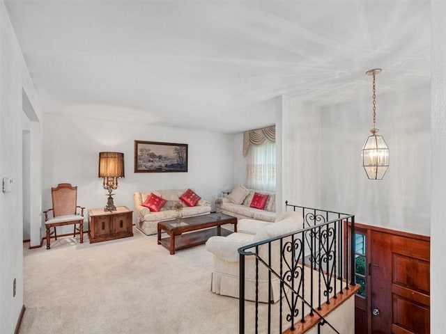 823 Clearview Dr, Penn Hills, PA 15147 - carpeted living room with a chandelier
