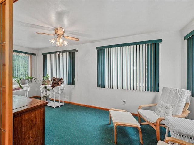 823 Clearview Dr, Penn Hills, PA 15147 - sitting room with a ceiling fan and carpet flooring