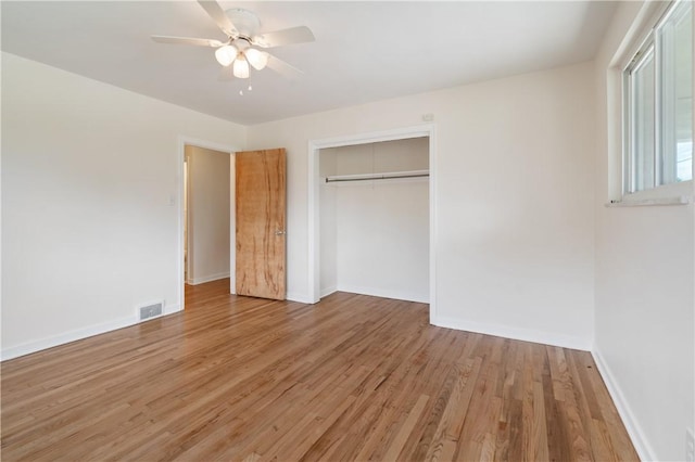 6623 Rosemoor St, Squirrel Hill, PA 15217 - unfurnished bedroom featuring light wood finished floors, a closet, and ceiling fan
