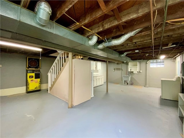 90 Steubenville Pike, Hanover Twp, PA 15021 - basement with washer / dryer and stairs
