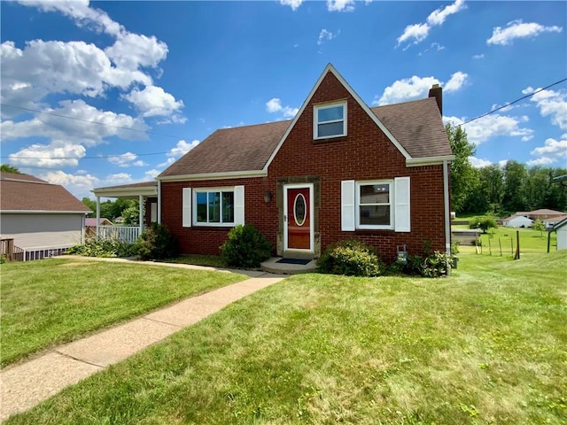 90 Steubenville Pike, Hanover Twp, PA 15021 - view of front of house with brick siding, a chimney, and a shingled roof