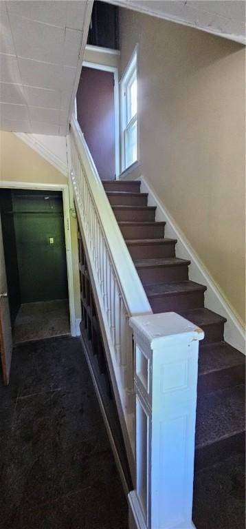 705 Carlisle St, New Castle, PA 16101 - stairway featuring carpet flooring and baseboards