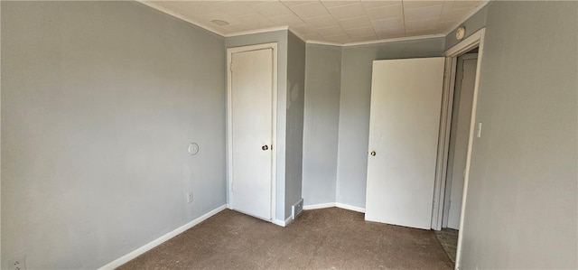 705 Carlisle St, New Castle, PA 16101 - unfurnished bedroom with crown molding and dark carpet