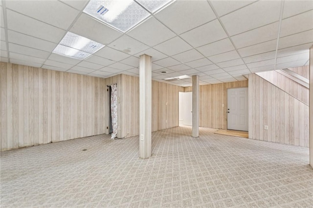 305 Beadling Rd, Mt Lebanon, PA 15228 - finished below grade area with carpet, a drop ceiling, and wood walls