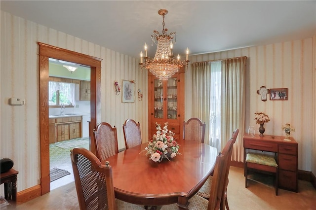 1020 Adams St, New Castle, PA 16101 - dining room featuring a chandelier and wallpapered walls