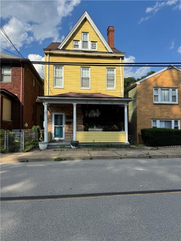 1428 Evergreen Ave, Shaler, PA 15209 - view of front of house featuring a chimney and covered porch