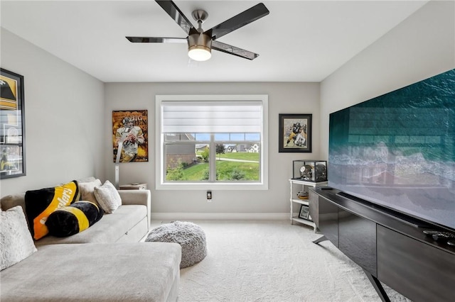 1010 Colony, Collier Twp, PA 15205 - living area with a ceiling fan and light carpet