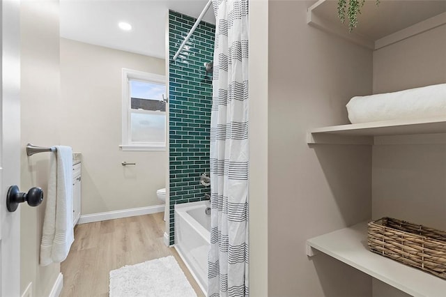 241 S Starr Ave, Avalon, PA 15202 - full bath with wood finished floors, shower / bath combo, and recessed lighting
