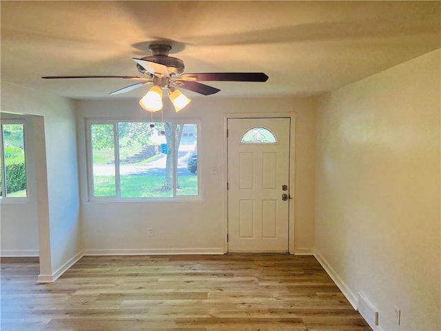543 Burton Dr, Penn Hills, PA 15235 - entrance foyer with plenty of natural light, a ceiling fan, and light wood-style flooring