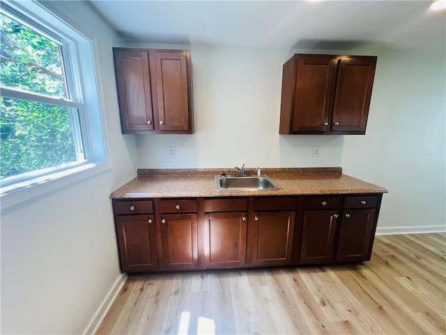543 Burton Dr, Penn Hills, PA 15235 - kitchen featuring light wood-style floors and dark brown cabinetry