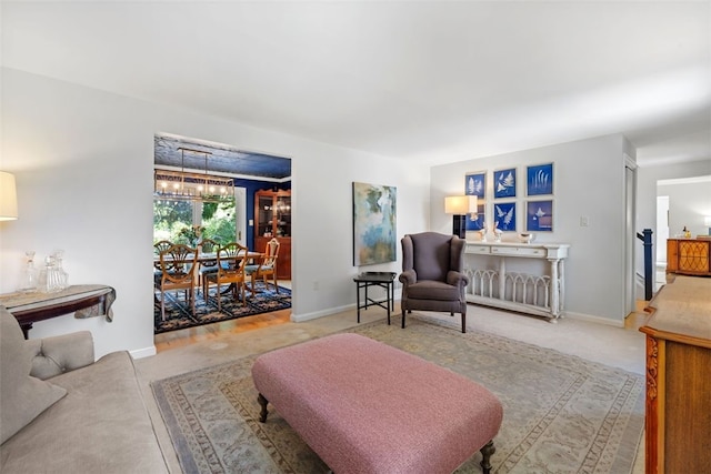 32 Canter Dr, Sewickley Hills Boro, PA 15143 - living area featuring a chandelier and baseboards