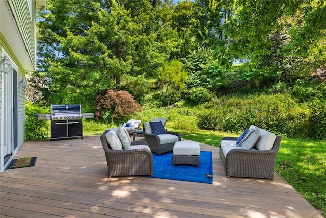 32 Canter Dr, Sewickley Hills Boro, PA 15143 - wooden deck with outdoor lounge area and a grill