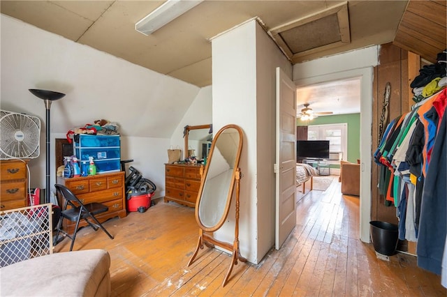 701 E 1st Ave, Derry Boro, PA 15627 - bedroom featuring light wood finished floors, lofted ceiling, and attic access