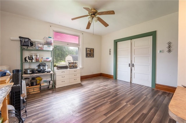 701 E 1st Ave, Derry Boro, PA 15627 - home office with a ceiling fan and dark wood-style flooring