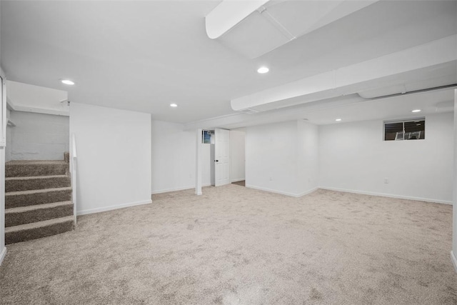 332 Garlow Dr, Penn Hills, PA 15235 - finished basement with recessed lighting, carpet flooring, and stairway