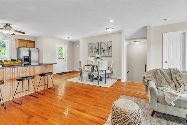 1109 Mary Ann, South Side, PA 15203 - living area featuring ceiling fan, light wood-type flooring, and recessed lighting