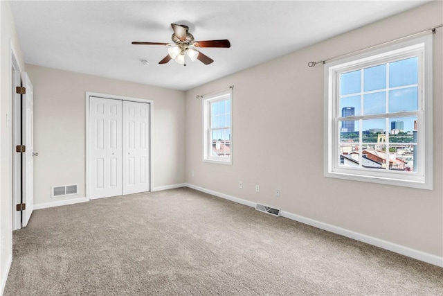 1109 Mary Ann, South Side, PA 15203 - unfurnished bedroom with carpet, a closet, and a ceiling fan