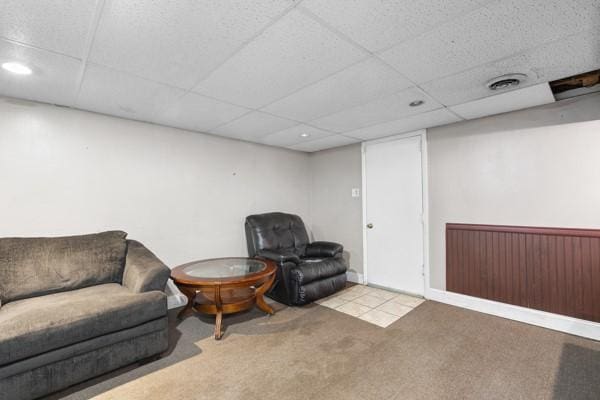 147 Rodilin Dr, Penn Hills, PA 15235 - sitting room featuring carpet floors, a paneled ceiling, and recessed lighting
