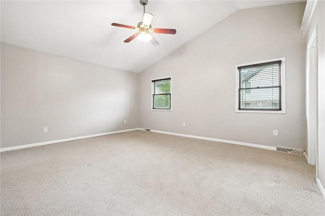 109 Hamilton Ct, Economy, PA 15005 - empty room with a ceiling fan, light colored carpet, and high vaulted ceiling