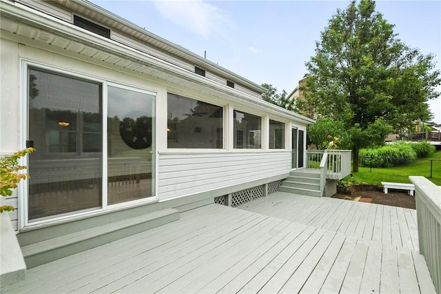 109 Hamilton Ct, Economy, PA 15005 - wooden deck featuring a sunroom