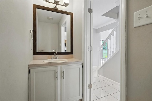 109 Hamilton Ct, Economy, PA 15005 - bathroom with vanity, tile patterned floors, and ornamental molding