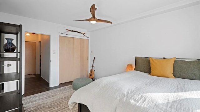 128 N Craig St Unit 505, Oakland, PA 15213 - bedroom featuring a closet, wood finished floors, and ceiling fan