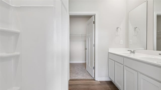 163 Smith Ln, Chippewa Twp, PA 15010 - bathroom with wood finished floors, double vanity, and a spacious closet