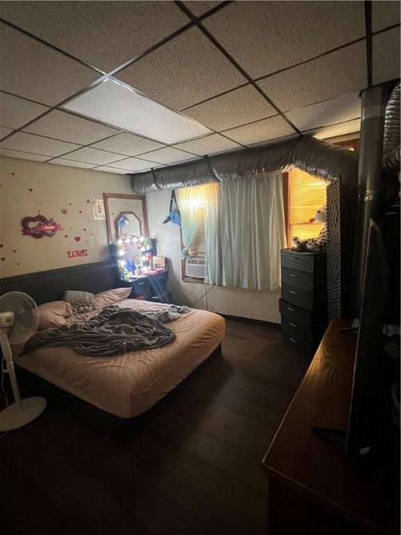 306 Fallowfield Ave, Charleroi Boro, PA 15022 - bedroom with a drop ceiling, wood finished floors, and cooling unit