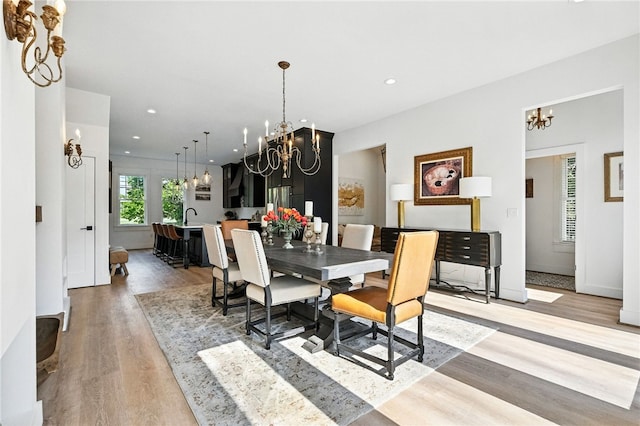 3901 Bakerstown Rd, Richland, PA 15044 - dining room with a chandelier, light wood finished floors, and recessed lighting