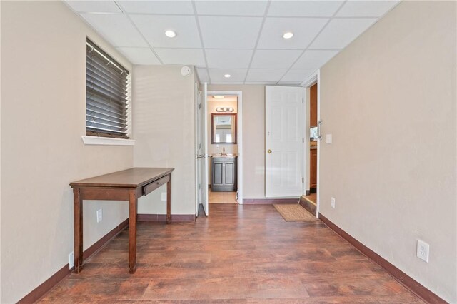 21 Garden Ter, Churchill Boro, PA 15221 - spare room featuring wood finished floors, a paneled ceiling, and recessed lighting