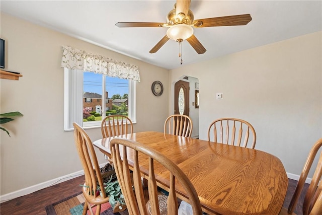 1417 Riverview Dr, Verona, PA 15147 - dining room with wood finished floors and ceiling fan