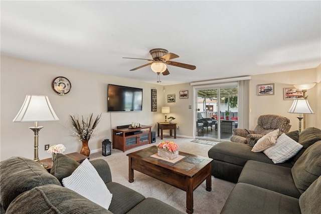 1417 Riverview Dr, Verona, PA 15147 - living area with ceiling fan and light carpet