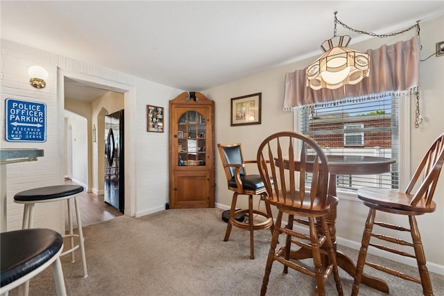 1417 Riverview Dr, Verona, PA 15147 - dining area with baseboards and carpet flooring