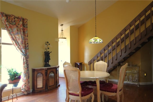 104 Victoria Dr, North Strabane, PA 15317 - dining space featuring wood finished floors and stairs
