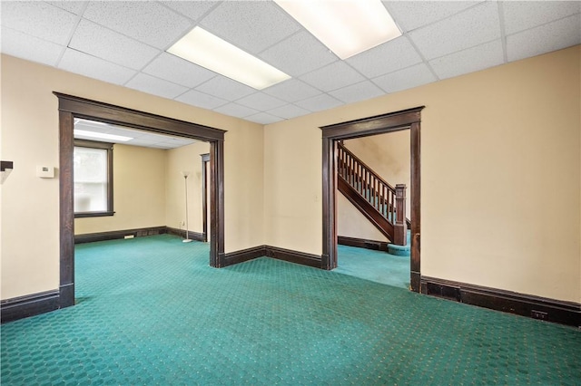 408 Lydia St, Carnegie, PA 15106 - carpeted spare room featuring stairs and a drop ceiling