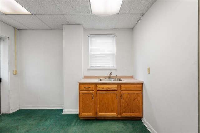 408 Lydia St, Carnegie, PA 15106 - bar with dark carpet and a paneled ceiling