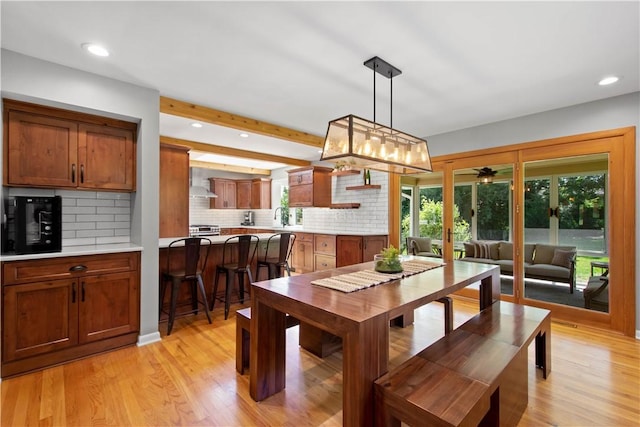 2633 Cedarvue Dr, Saint Clair, PA 15241 - dining room with light wood-style floors, recessed lighting, and ceiling fan