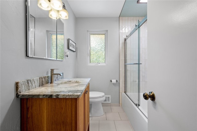 2633 Cedarvue Dr, Saint Clair, PA 15241 - full bath featuring vanity, tile patterned floors, and shower / bath combination with glass door